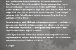 NOTA OFICIAL FACULDADES ESUCRI/UNIASSELVI E COLÉGIO UNIVERSITÁRIO